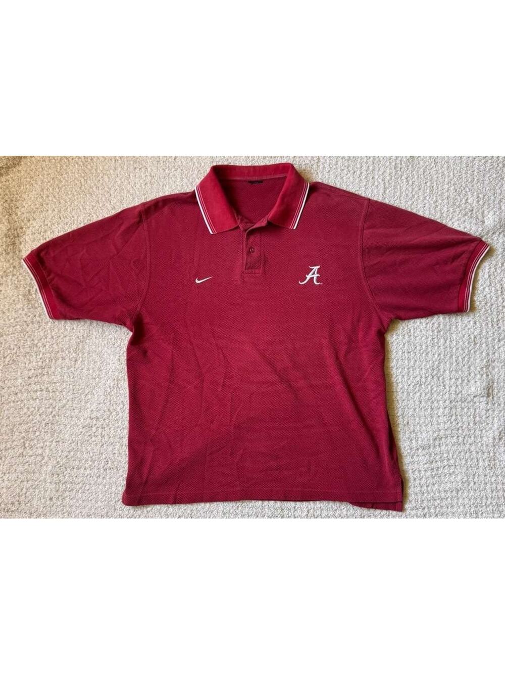 Nike Alabama Crimson Tide Polo Shirt Mens Large Red Dri Fit NCAA Football Golf